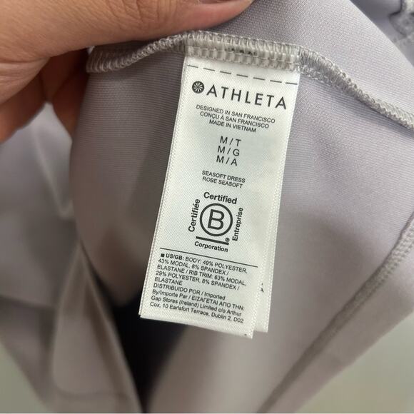 Athleta Seasoft Long Sleeve Dress Tinsel Purple Soft Cozy Loungewear Lavender M - Picture 7 of 10